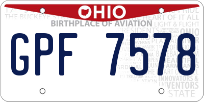 OH license plate GPF7578