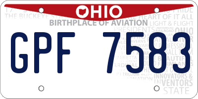 OH license plate GPF7583