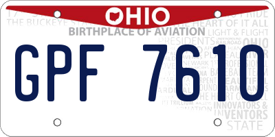 OH license plate GPF7610