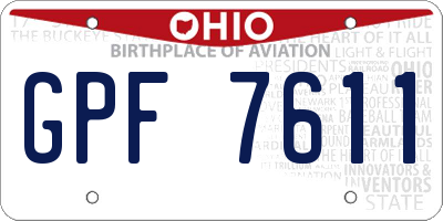OH license plate GPF7611