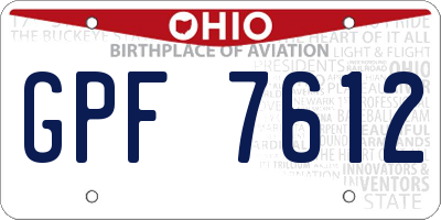 OH license plate GPF7612