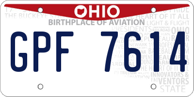 OH license plate GPF7614