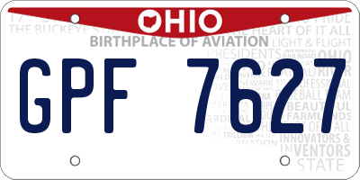 OH license plate GPF7627