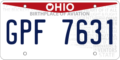 OH license plate GPF7631