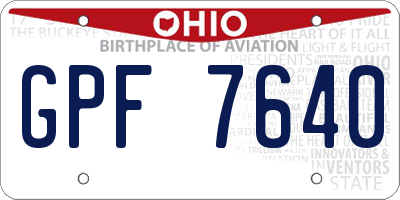 OH license plate GPF7640