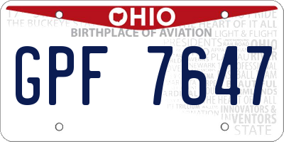 OH license plate GPF7647