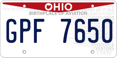 OH license plate GPF7650