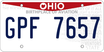OH license plate GPF7657