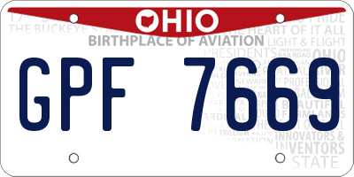 OH license plate GPF7669