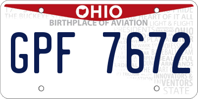 OH license plate GPF7672