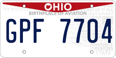 OH license plate GPF7704