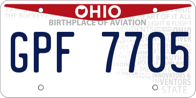 OH license plate GPF7705