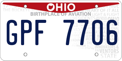 OH license plate GPF7706