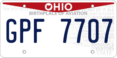 OH license plate GPF7707