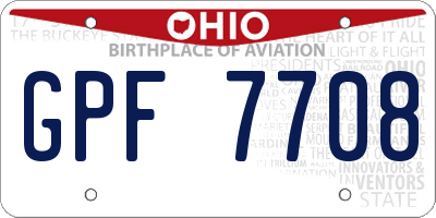 OH license plate GPF7708
