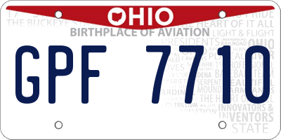 OH license plate GPF7710