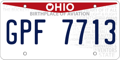 OH license plate GPF7713