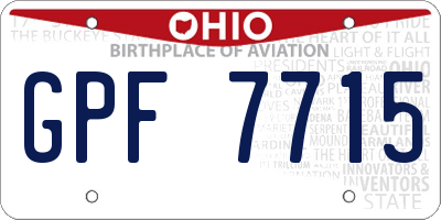 OH license plate GPF7715
