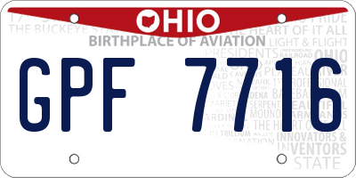 OH license plate GPF7716