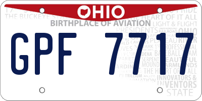 OH license plate GPF7717