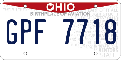 OH license plate GPF7718
