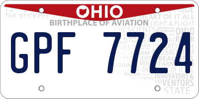 OH license plate GPF7724