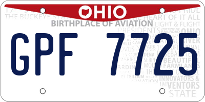OH license plate GPF7725