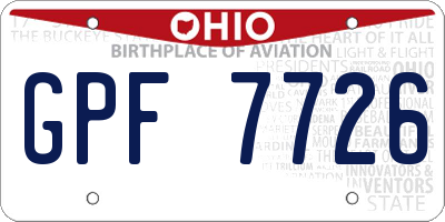 OH license plate GPF7726