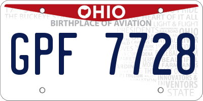 OH license plate GPF7728