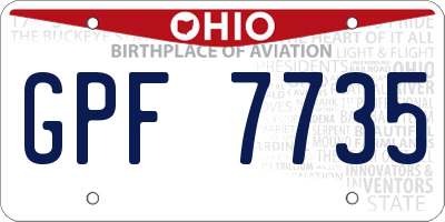 OH license plate GPF7735