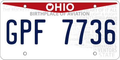 OH license plate GPF7736