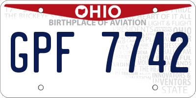 OH license plate GPF7742