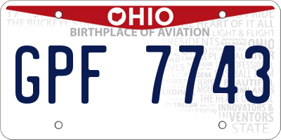 OH license plate GPF7743