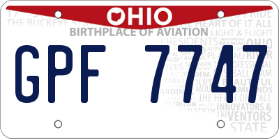 OH license plate GPF7747