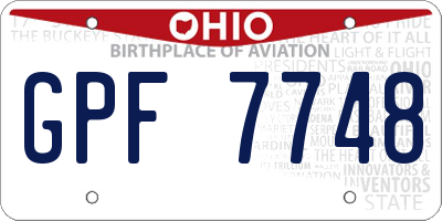 OH license plate GPF7748