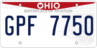 OH license plate GPF7750