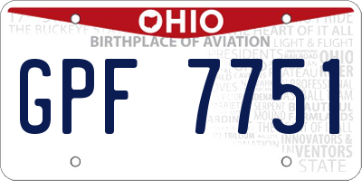 OH license plate GPF7751