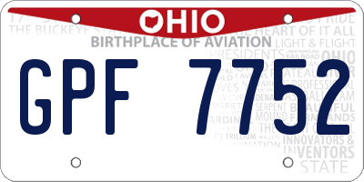 OH license plate GPF7752