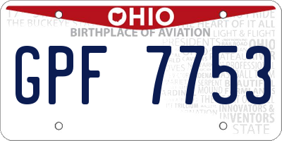 OH license plate GPF7753