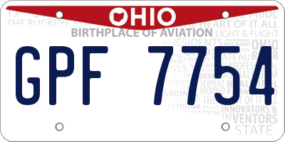 OH license plate GPF7754