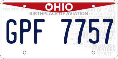 OH license plate GPF7757