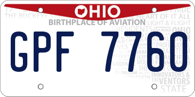 OH license plate GPF7760