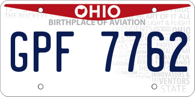 OH license plate GPF7762