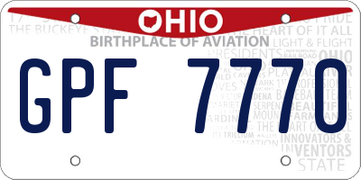 OH license plate GPF7770