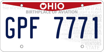 OH license plate GPF7771