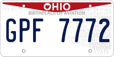 OH license plate GPF7772