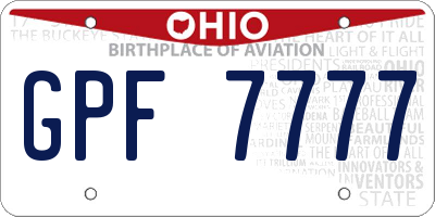 OH license plate GPF7777