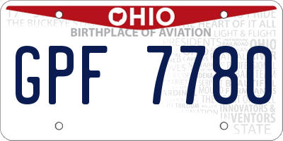 OH license plate GPF7780