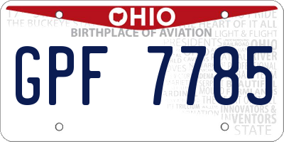 OH license plate GPF7785