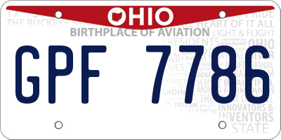 OH license plate GPF7786